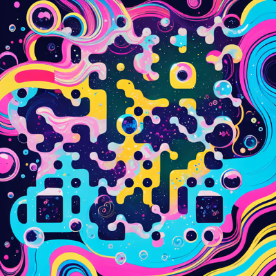 Psychedelic Bubble Swirls QR Code for Posters — image 1