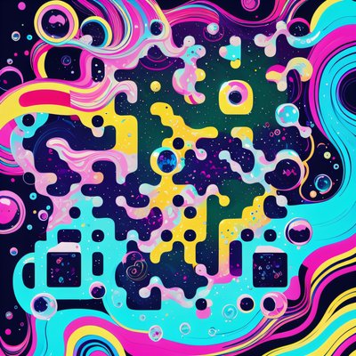 Psychedelic Bubble Swirls QR Code for Posters