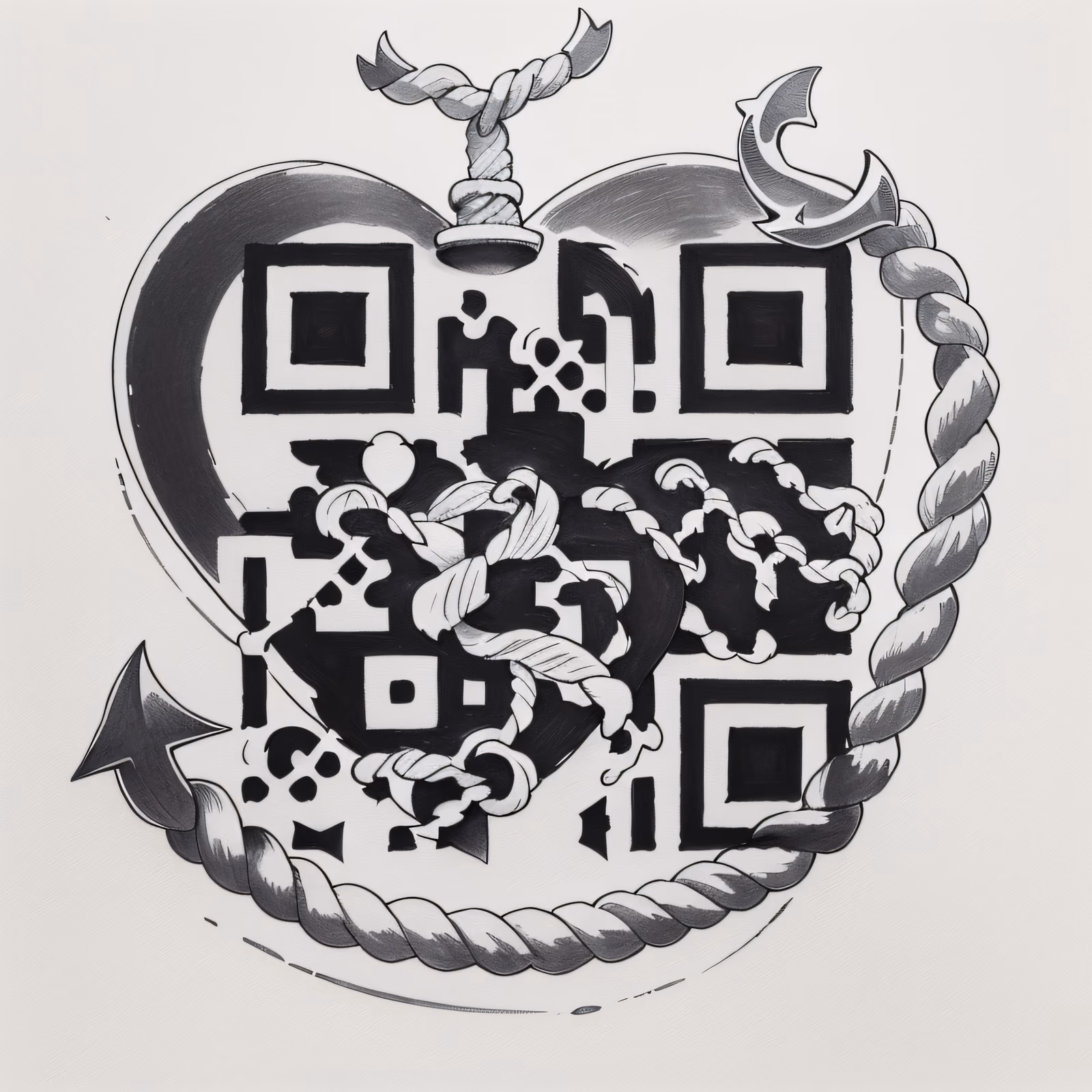 Anchor Rope Heart Tattoo QR Code for Temporary Tattoos — image 1
