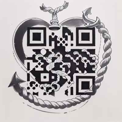 Anchor Rope Heart Tattoo QR Code for Temporary Tattoos — image 1