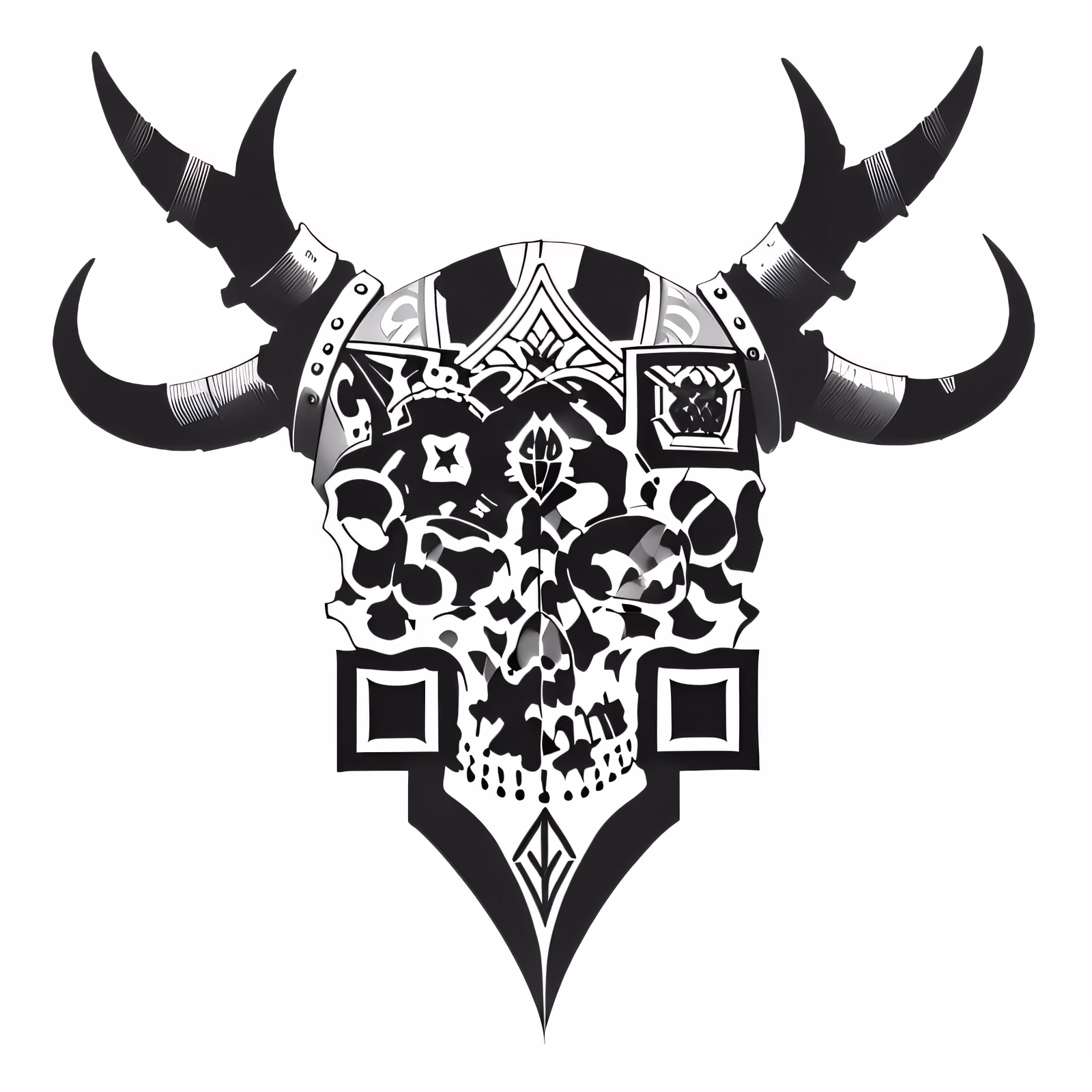 Череп викинга в рогатом шлеме: QR-код для временных татуировок — изображение 1