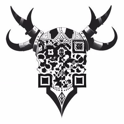 Череп викинга в рогатом шлеме: QR-код для временных татуировок — изображение 1