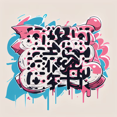 Pink Teal Graffiti Lettering QR Code for Stickers — image 1