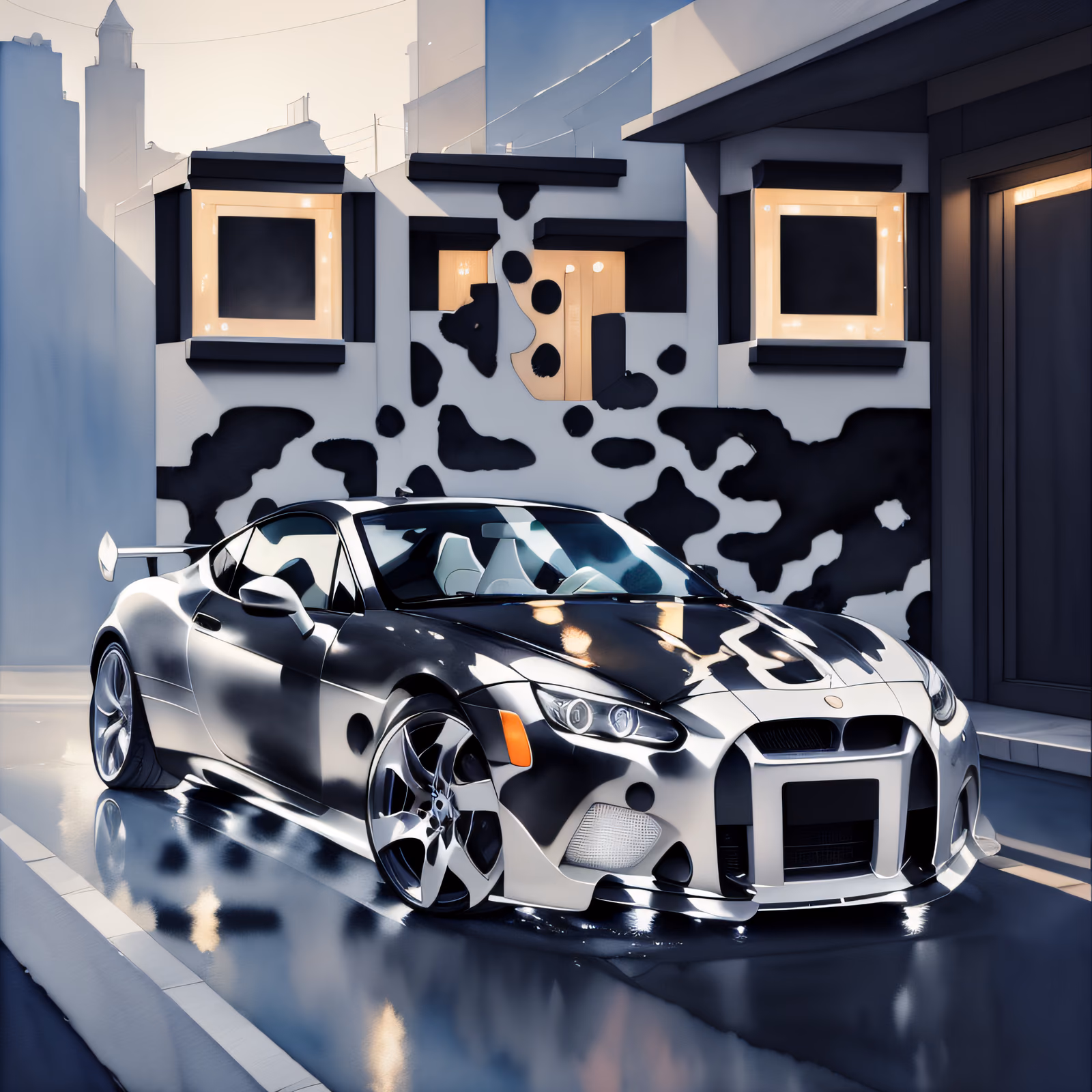 Silver Sports Car Watercolor QR Code for Posters — image 1