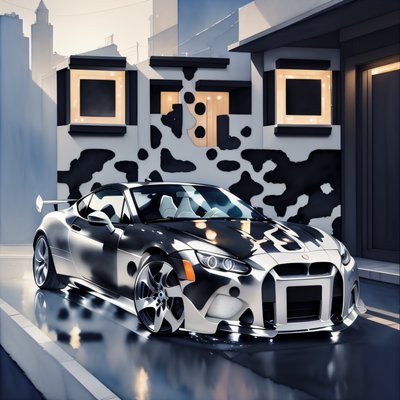 Silver Sports Car Watercolor QR Code for Posters