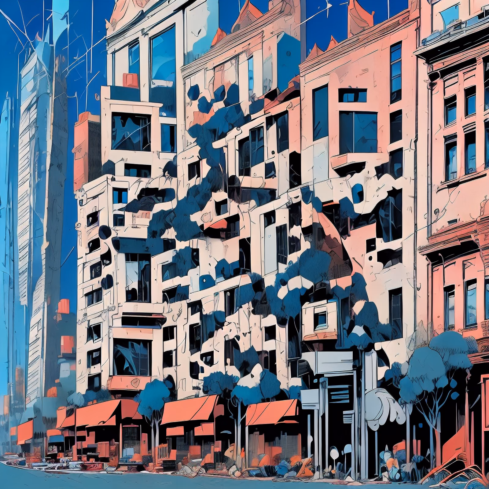 Comic Book City Street Building QR Code for Posters — image 1