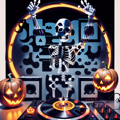 Skeleton DJ Halloween 3D QR Code for Posters — image 1