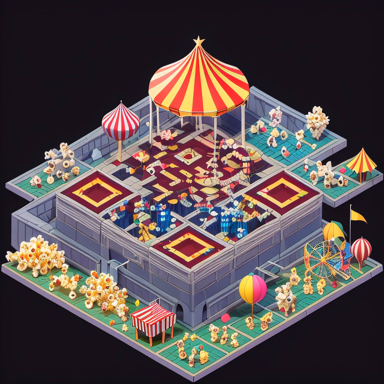 Isometric Carnival Town 3D QR Code for Posters — image 1