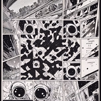 宇航员漫画分格墨线二维码设计海报版 — 图片 1