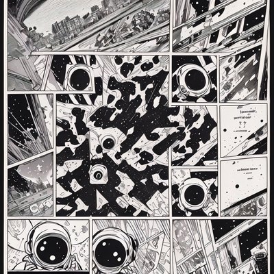Astronaut Comic Panels Ink QR Code for Posters