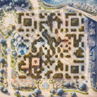 City Plan Map Digital Painting QR Code Art — image 1