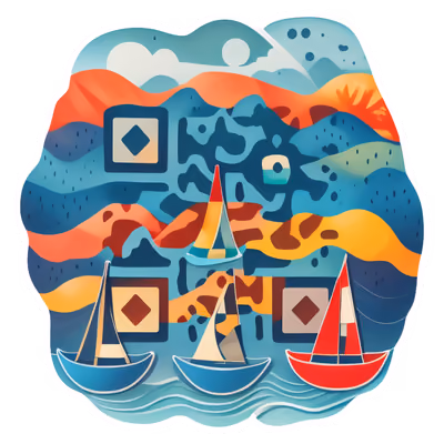Floating Sailboats Vector QR Code for Stickers — image 1