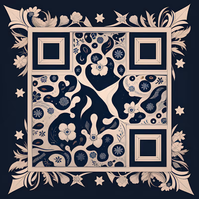 Nordic Floral Ornamental Tile QR Code Art — image 1