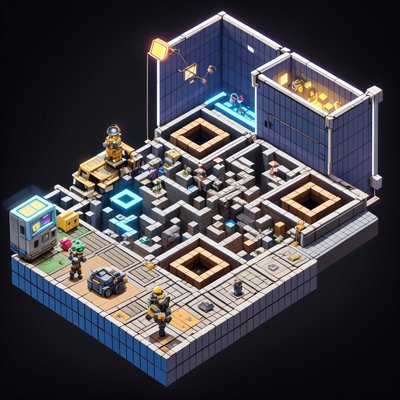 Isometric Post Apocalyptic Crafting Station QR Code for Posters