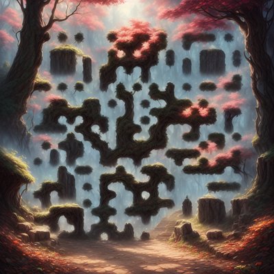 Enchanted Forest Path Matte Painting QR Code Art