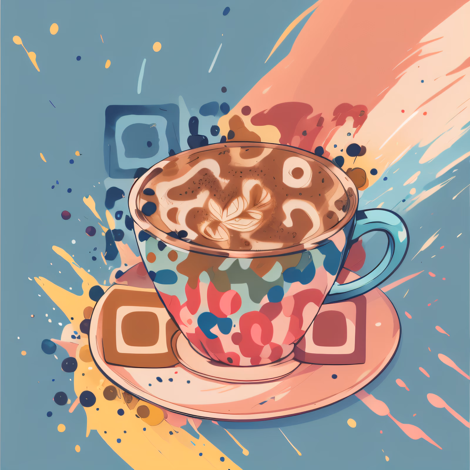 Latte Cup Pastel Vector QR Code for Stickers — image 1