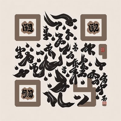 Brush Calligraphy Ink Characters Calligraphy & Lettering QR Code Art
