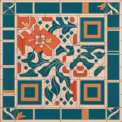 Tropical Floral Tilework QR Code Art — image 1