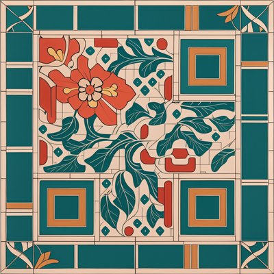 Tropical Floral Tilework QR Code Art