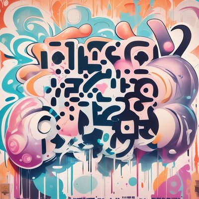 Pastel Graffiti Lettering QR Code for Posters