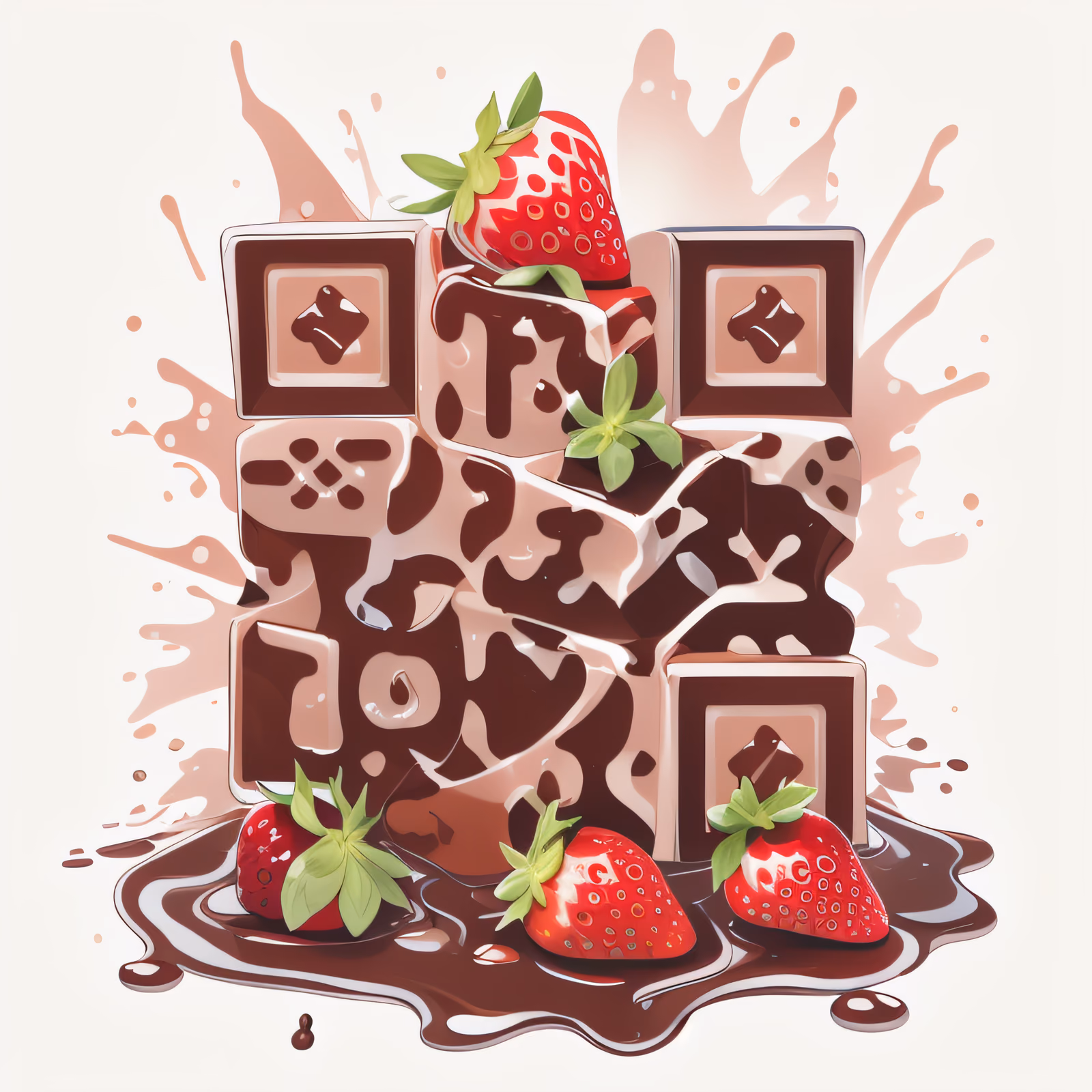 Chocolate and Strawberries Vector QR Code for Stickers — image 1