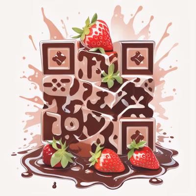 Chocolate and Strawberries Vector QR Code for Stickers — image 1