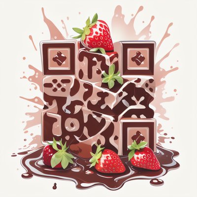 Chocolate and Strawberries Vector QR Code for Stickers
