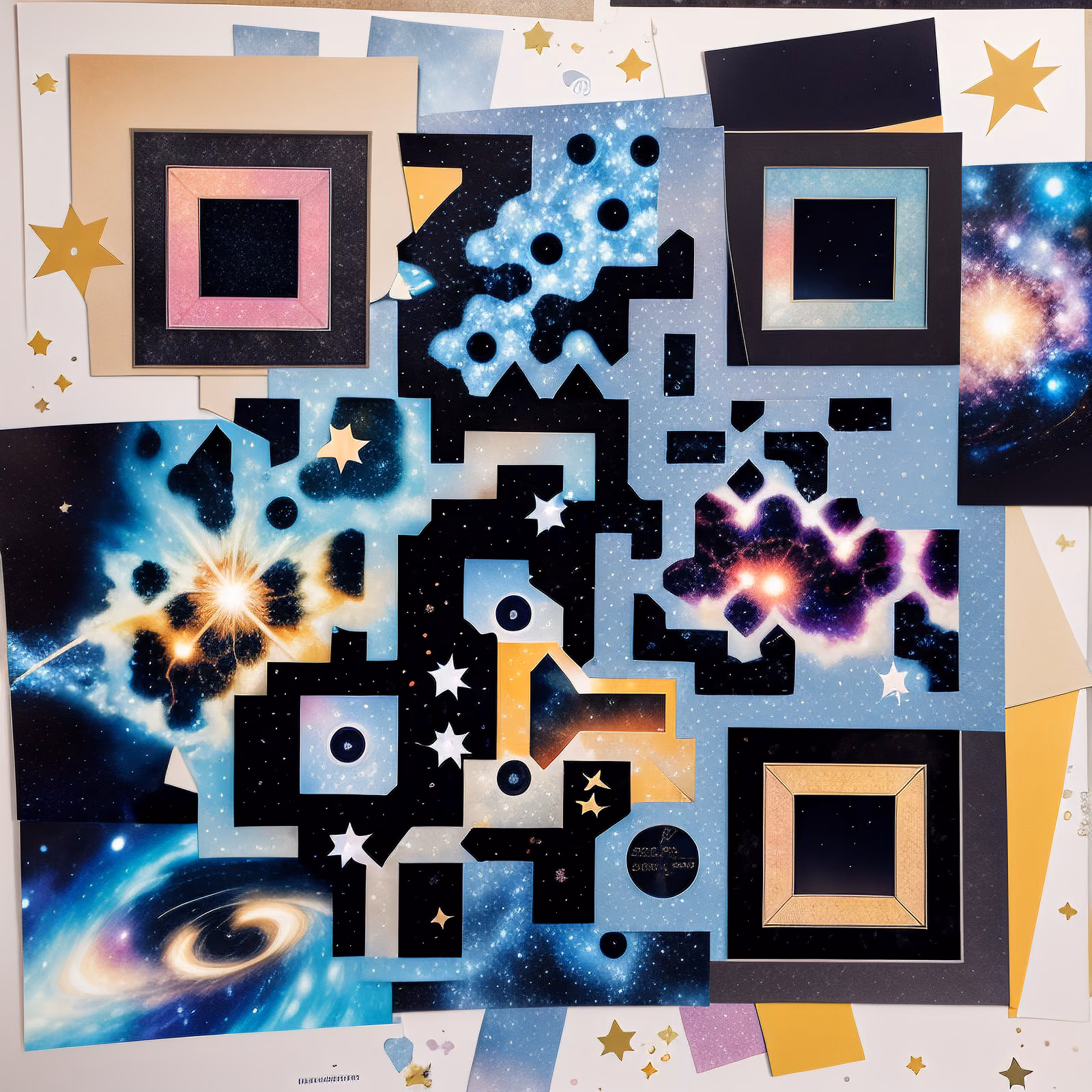 Galaxy Paper Collage QR Code for Posters — image 1