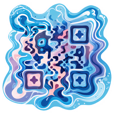 Blue Wave Swirl Vector QR Code for Stickers — image 1