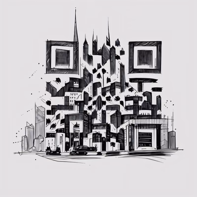 Cityscape Ink Sketch Tattoo QR Code for Temporary Tattoos — image 1