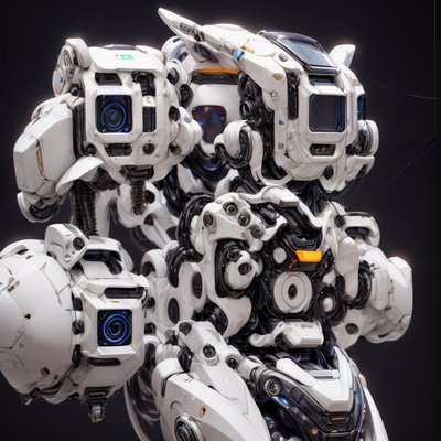 White Armored Robot Mech 3D QR Code for Posters