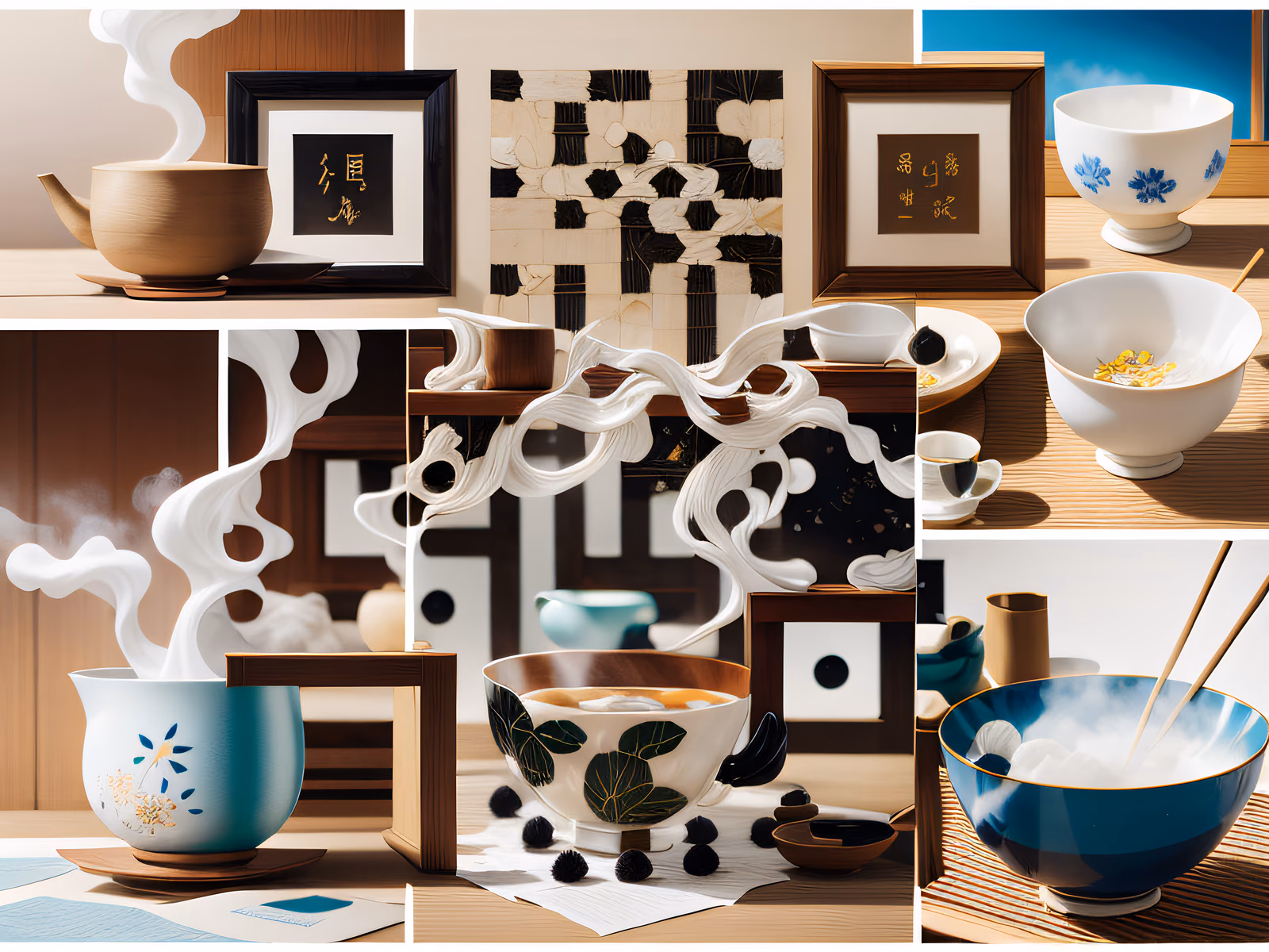 Japanese Tea Ceremony Collage QR Code Art — image 1