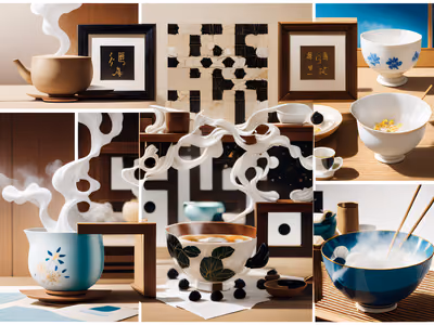 Japanese Tea Ceremony Collage QR Code Art — image 1