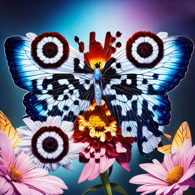 Blue Butterfly Flowers Digital Painting QR Code Art — image 1