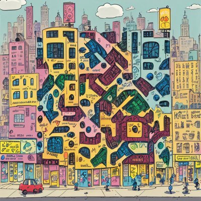 Colorful Comic City Street QR Code for Posters