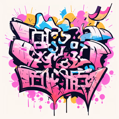 Pink Graffiti Lettering Street Art Symbol QR Code for Apparel — image 1