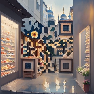 Istanbul Market Street Watercolor QR Code Art