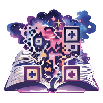 Открытая книга и галактика в векторе: QR-код для стикеров — изображение 1