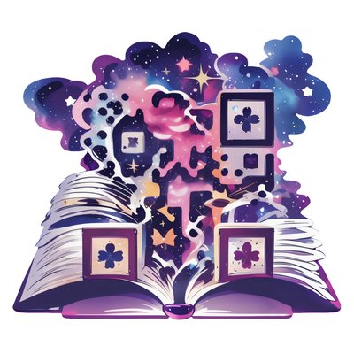 Open Book Galaxy Vector QR Code for Stickers