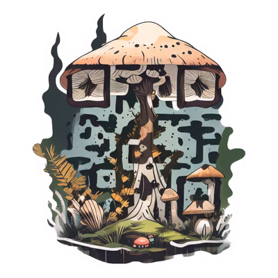 Гигантский гриб в лесу: векторный QR-код для стикеров — изображение 1
