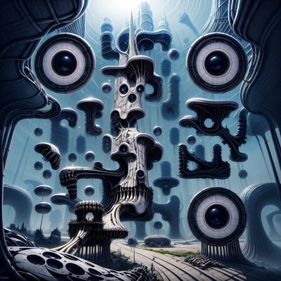 Biomechanical Bone Towers Surreal QR Code for Posters