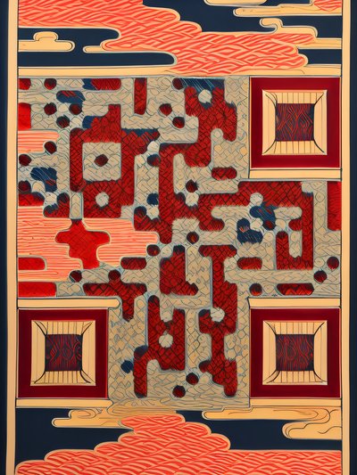 Japanese Seigaiha Wave Pattern QR Code Art