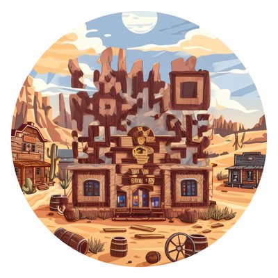 Wild West Saloon Vector QR Code for Stickers