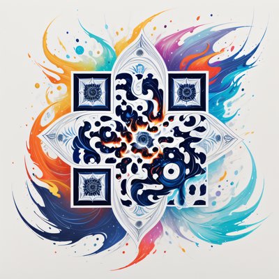Fire and Ice Mandala Painting QR Code Art