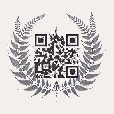 Fern Wreath Ink Drawing QR Code Art — image 1