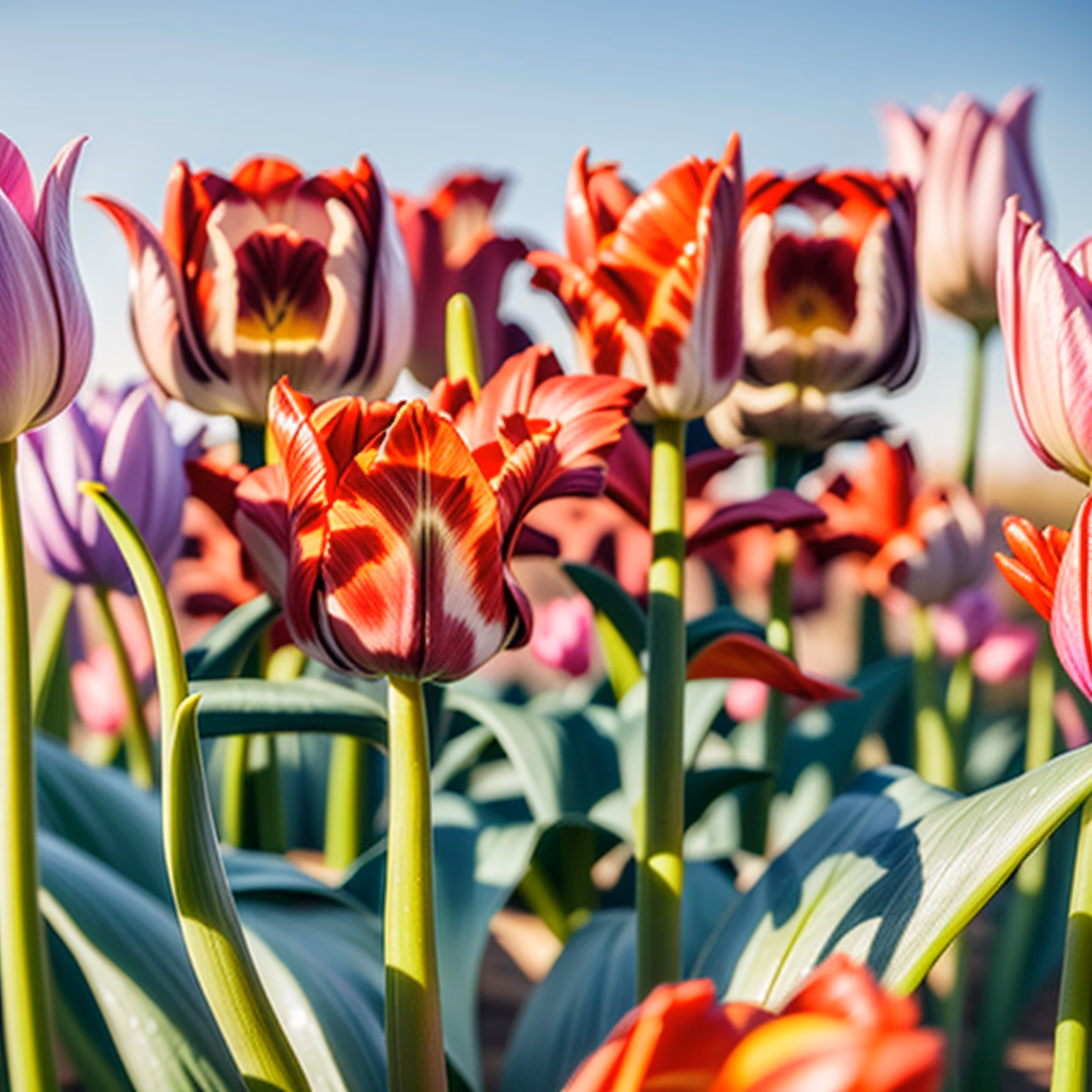 Red Striped Tulip Field Photo QR Code Art — image 1