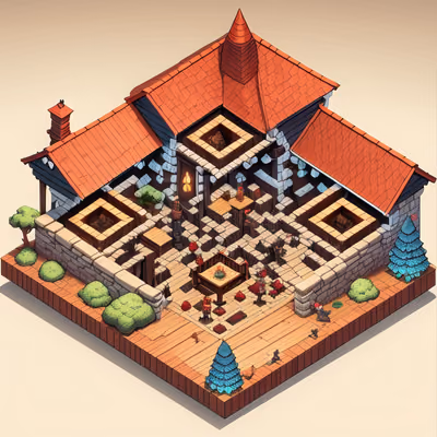 Isometric Fantasy Tavern Diorama QR Code for Posters — image 1