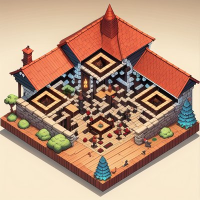 Isometric Fantasy Tavern Diorama QR Code for Posters
