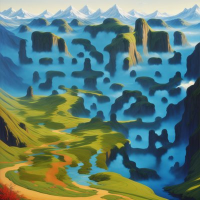 Misty Valley Matte Painting QR Code Art