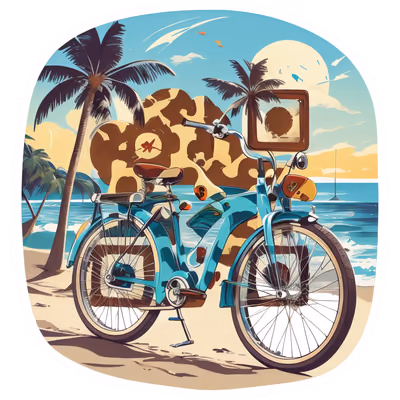 Retro Beach Cruiser Bicycle Vector QR Code for Stickers — image 1